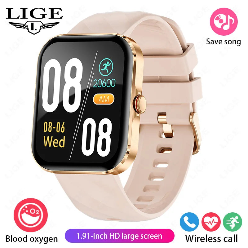 LIGE - Reloj inteligente para hombre, pantalla de 1,91 pulgadas, Bluetooth, llamadas, más de 100 modos deportivos, monitorización del sueño, resistente al agua, para mujer (regalo 2025)