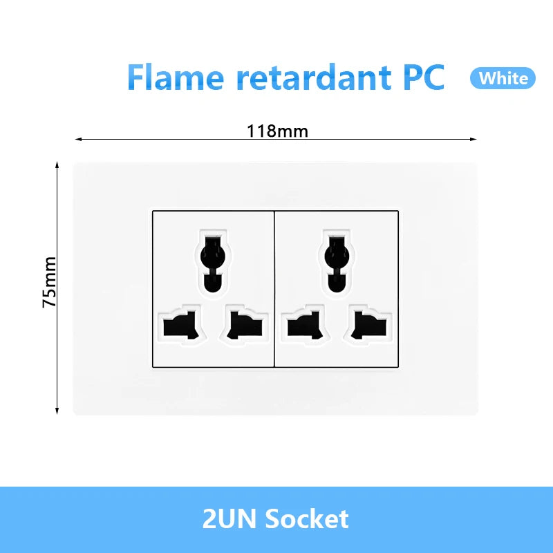 Enchufe de pared USB inteligente tipo C de 20 W con carga rápida para Italia, Chile y México; panel de interruptor de luz eléctrico de Brasil con toma USB-C universal.