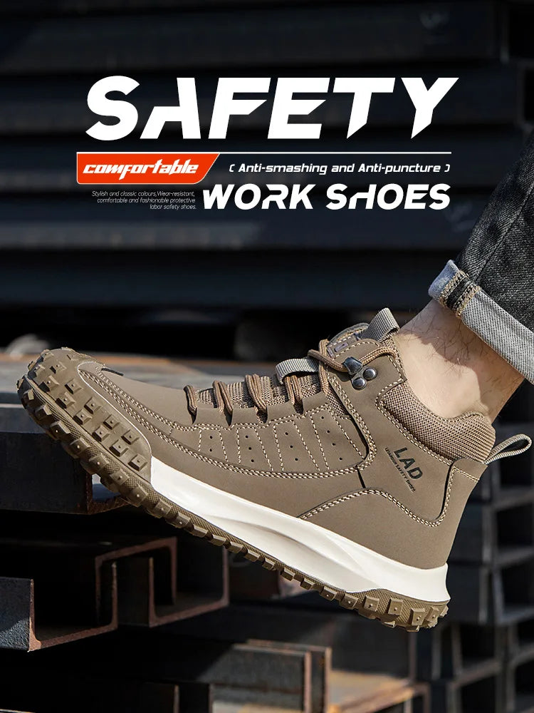 Zapatos de seguridad para hombre, de caña alta, cómodos, con suela blanda, antiimpactos y resistentes a perforaciones, botas de trabajo para obras de construcción.