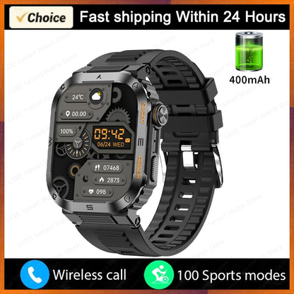 Reloj inteligente militar FOXBOX para hombre con GPS, resistente al agua, 2025, monitorización del sueño, deporte, fitness, IA, voz, llamadas Bluetooth.