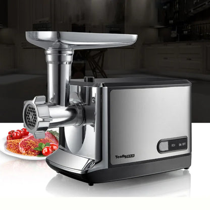 Picadora de carne eléctrica de 220 V, peladora de ajo y pimienta para uso doméstico, máquina para picar carne de acero.