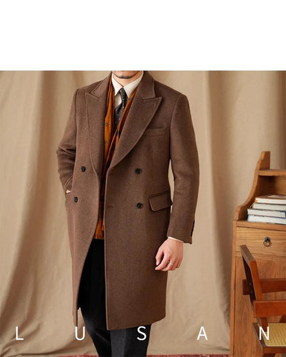 Abrigo Chester de lana 50% para hombre - 800 g. Chaqueta de campo retro cruzada de otoño/invierno.