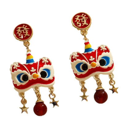 Pendientes colgantes de Año Nuevo chino, accesorios de joyería para las fiestas.