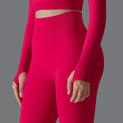 Leggings deportivos de yoga para mujer, sin costuras, cintura alta, elásticos, color sólido, para gimnasio, correr, secado rápido, realce y efecto moldeador.