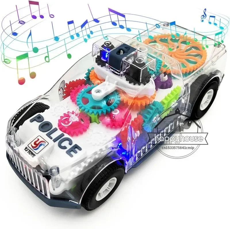 Juguetes para bebés, coche de policía para niños pequeños, vehículo eléctrico de juguete, conducción automática, engranajes transparentes, música, luces, coches, juguetes para niños.