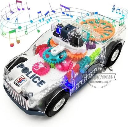 Juguetes para bebés, coche de policía para niños pequeños, vehículo eléctrico de juguete, conducción automática, engranajes transparentes, música, luces, coches, juguetes para niños.