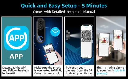 Videoportero inalámbrico 5G/2.4G WiFi 1080P con cámara de intercomunicación inteligente, compatible con la aplicación Tuya, resistente al agua IP65 y batería de 7000 mAh.