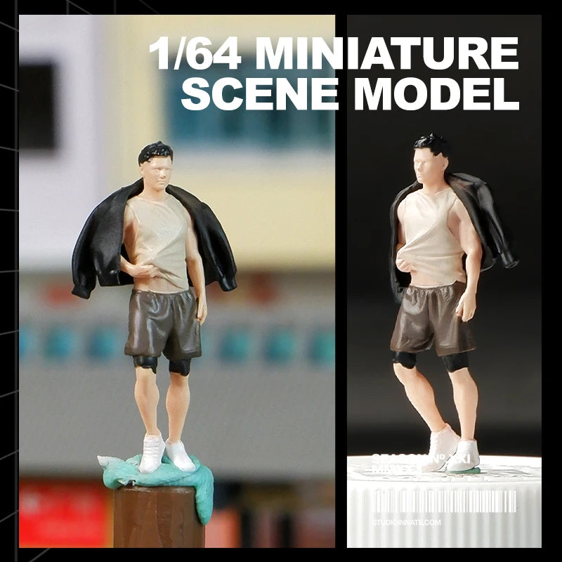 Shoucangjia 1/64 - Muñeca en miniatura con abrigo deportivo para niño, modelo a pequeña escala, accesorios de construcción, colección DIY