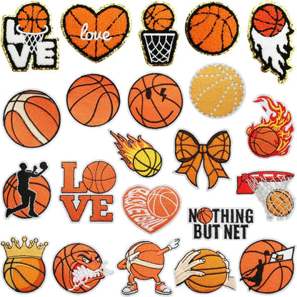 Emblema de baloncesto deportivo, accesorios de ropa, insignia, pegatina bordada, parches termoadhesivos