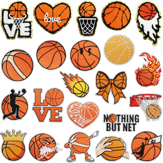 Emblema de baloncesto deportivo, accesorios de ropa, insignia, pegatina bordada, parches termoadhesivos
