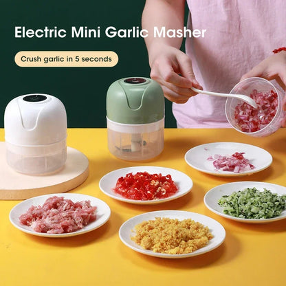 Mini picadora de ajo eléctrica de 250 ml, con carga USB, cortadora de jengibre y verduras, picadora de alimentos, herramientas de cocina.