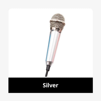 Micrófono de estudio estéreo portátil de 3,5 mm para karaoke, mini micrófono para teléfono inteligente, portátil, PC de escritorio, micrófono de audio de mano.