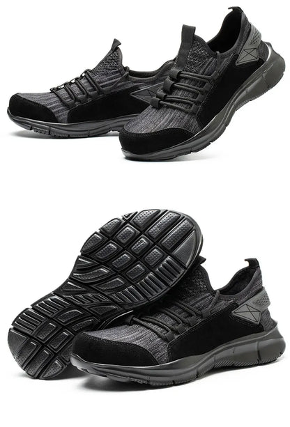 Zapatillas de trabajo para hombre, calzado de seguridad, zapatos de trabajo con puntera de acero para la construcción, botas de seguridad ligeras, zapatillas de trabajo antiperforación de Kevlar.