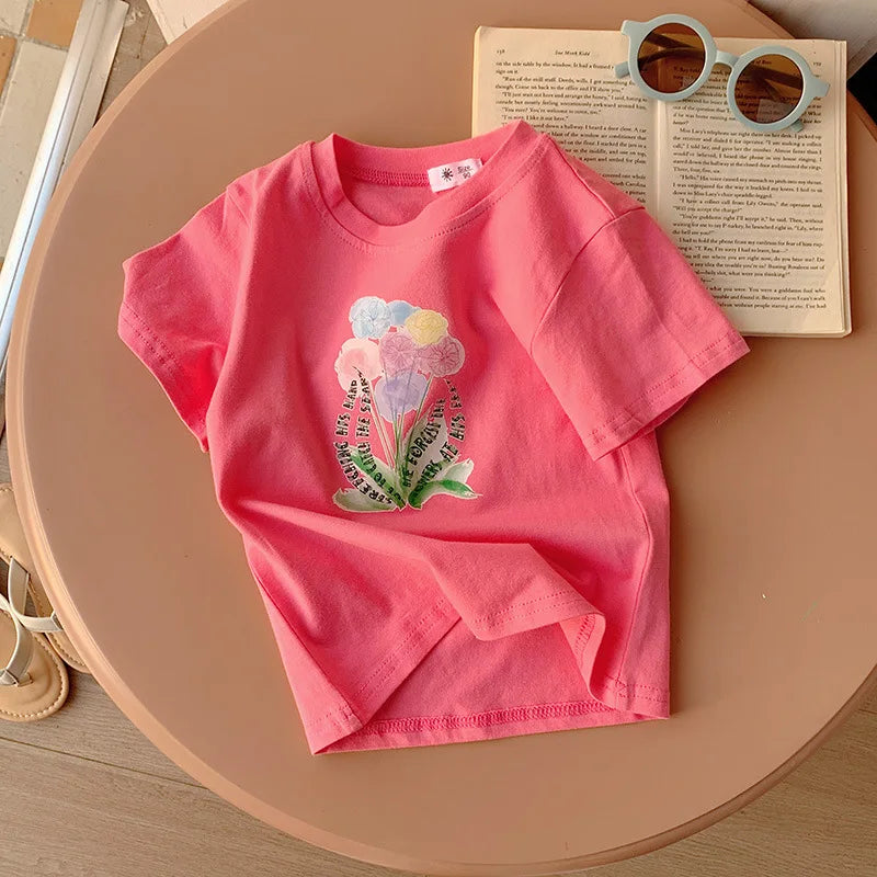 Ropa para niños, camisetas para niños y niñas, ropa para niños, camisetas de dibujos animados, ropa para bebés, camisetas de algodón con estampado de verano.
