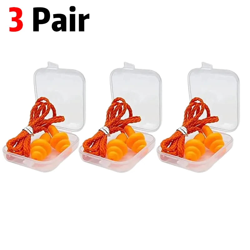 Tapones de silicona suaves con reducción de ruido y protección auditiva, reutilizables, con cordón de goma, para dormir, nadar, roncar y practicar deportes.
