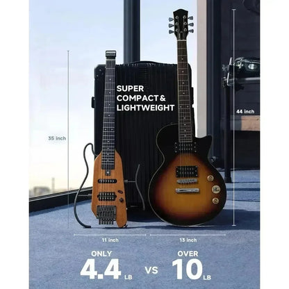 Guitarra acústica de viaje Donner HUSH-X, silenciosa, sin pala, con marcos extraíbles, cuerpo sólido de caoba ultraligero. HUSH X