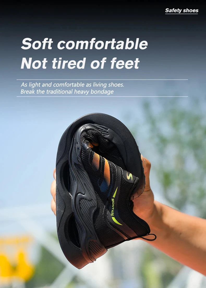 Zapatos de seguridad para hombre, zapatos de trabajo para hombre, zapatos transpirables, antideslizantes, con puntera de acero y antiperforación, zapatos de moda para hombre, zapatos deportivos para hombre.