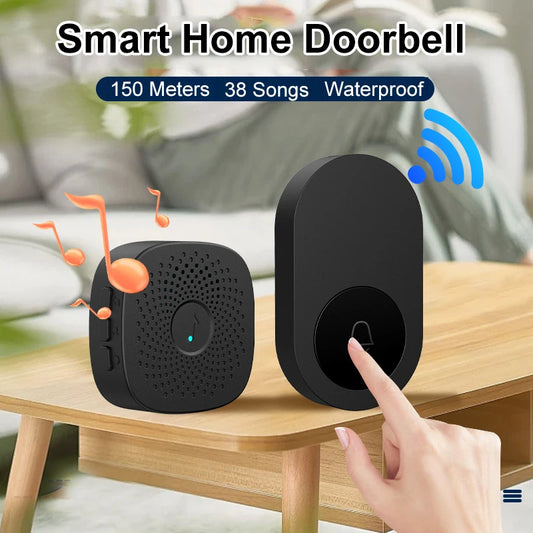 Timbre inalámbrico USB, timbre inteligente de bienvenida, volumen de tres velocidades, 38 melodías, timbre para casa, llamada de cama, llamada de emergencia