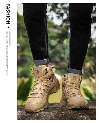 Botas de senderismo para hombre, botas tácticas de combate para el desierto, zapatos de invierno para hombre, botines de desierto para hombre, zapatos de seguridad para el trabajo, talla grande 39-46