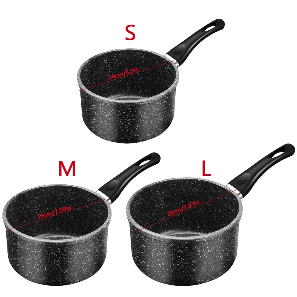 Sartén antiadherente de 16, 18 y 20 cm para sopa, ideal para espaguetis, leche caliente y sopa hirviendo.