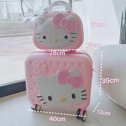 Maleta original de Hello Kitty con dibujos animados, estuche de viaje para cosméticos, gran capacidad, multifuncional, sencilla, con cerradura, bonitos regalos hechos a mano.