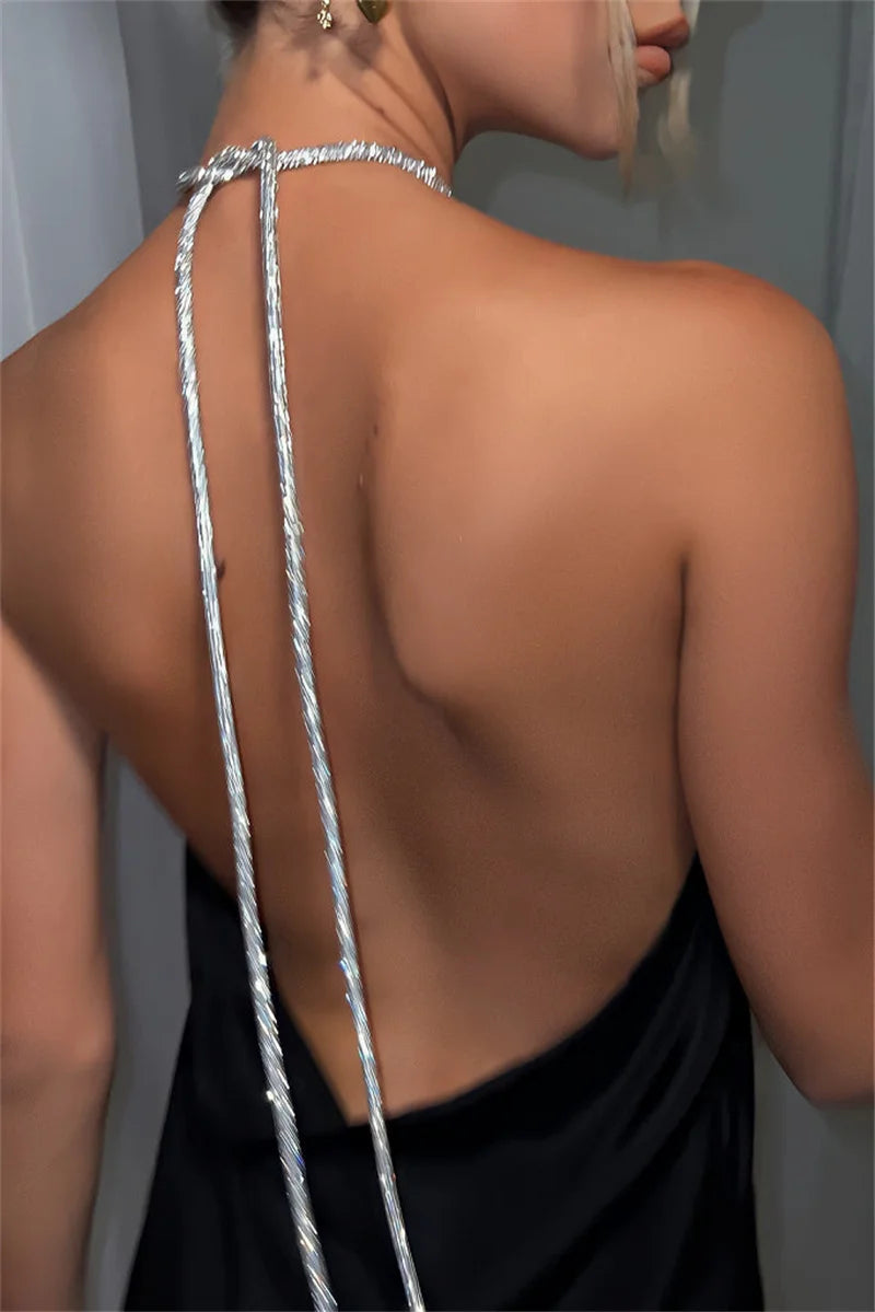 Vestido corto sexy sin espalda con escote halter y hombros descubiertos de Mozision Sparkle para mujer, ideal para el verano. Elegante vestido de fiesta en la playa o club nocturno.