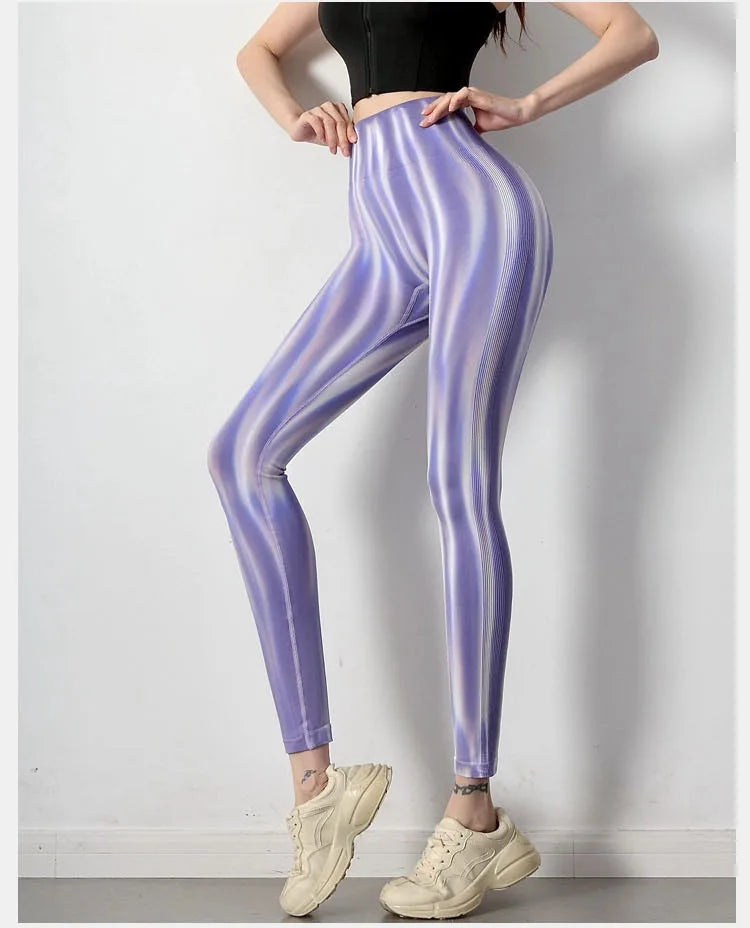 Pantalones de yoga para mujer con estampado tie-dye Cloud Rise, leggings deportivos sexys para gimnasio, mallas sin costuras, pantalones de cintura alta para entrenar.