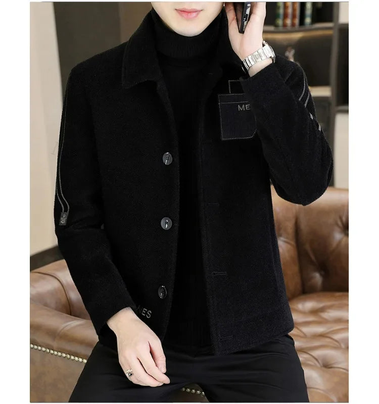 Chaqueta corta de lana Maxbarley para hombre, estilo otoño/invierno, abrigo de trabajo, estilo coreano casual, grueso, moderno y cálido.