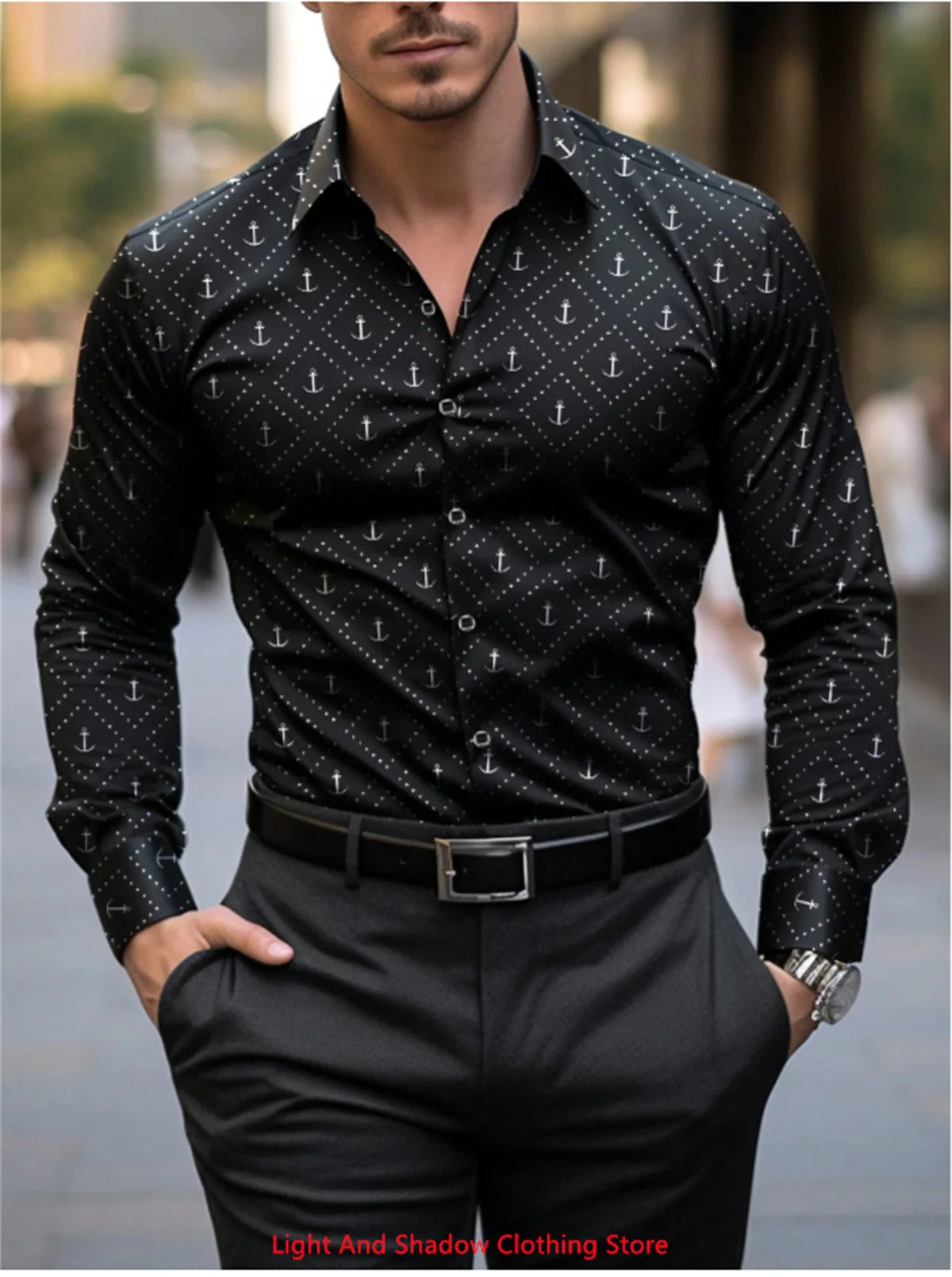 Camisa de manga larga con solapa y botones para hombre, de alta calidad, cómoda y suave, ideal tanto para ocasiones formales como informales.