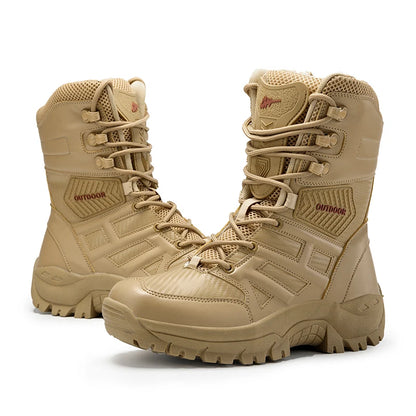 Botas altas de piel para hombre de alta calidad, transpirables, estilo desértico, ideales para actividades al aire libre. Botines antideslizantes para senderismo.