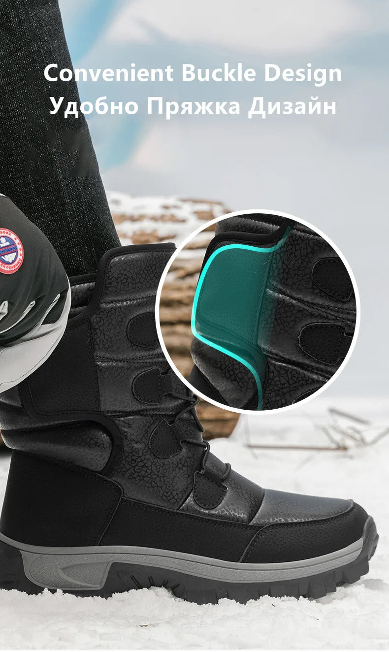 Nuevas botas de nieve cálidas de felpa para hombre, botas altas de invierno para hombre, botas de moto impermeables de invierno, botas de senderismo antideslizantes para exteriores para hombre.