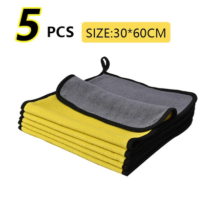 Toalla de microfibra para coche, paño de secado y limpieza para el hogar, toalla gruesa para lavado de coches, para motocicletas, 60 x 30 cm