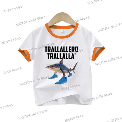 Ropa para niños: Camiseta estampada italiana Brainrot Tralalero Tralala para niños, moda para amantes de los tiburones, meme divertido, ropa para niños