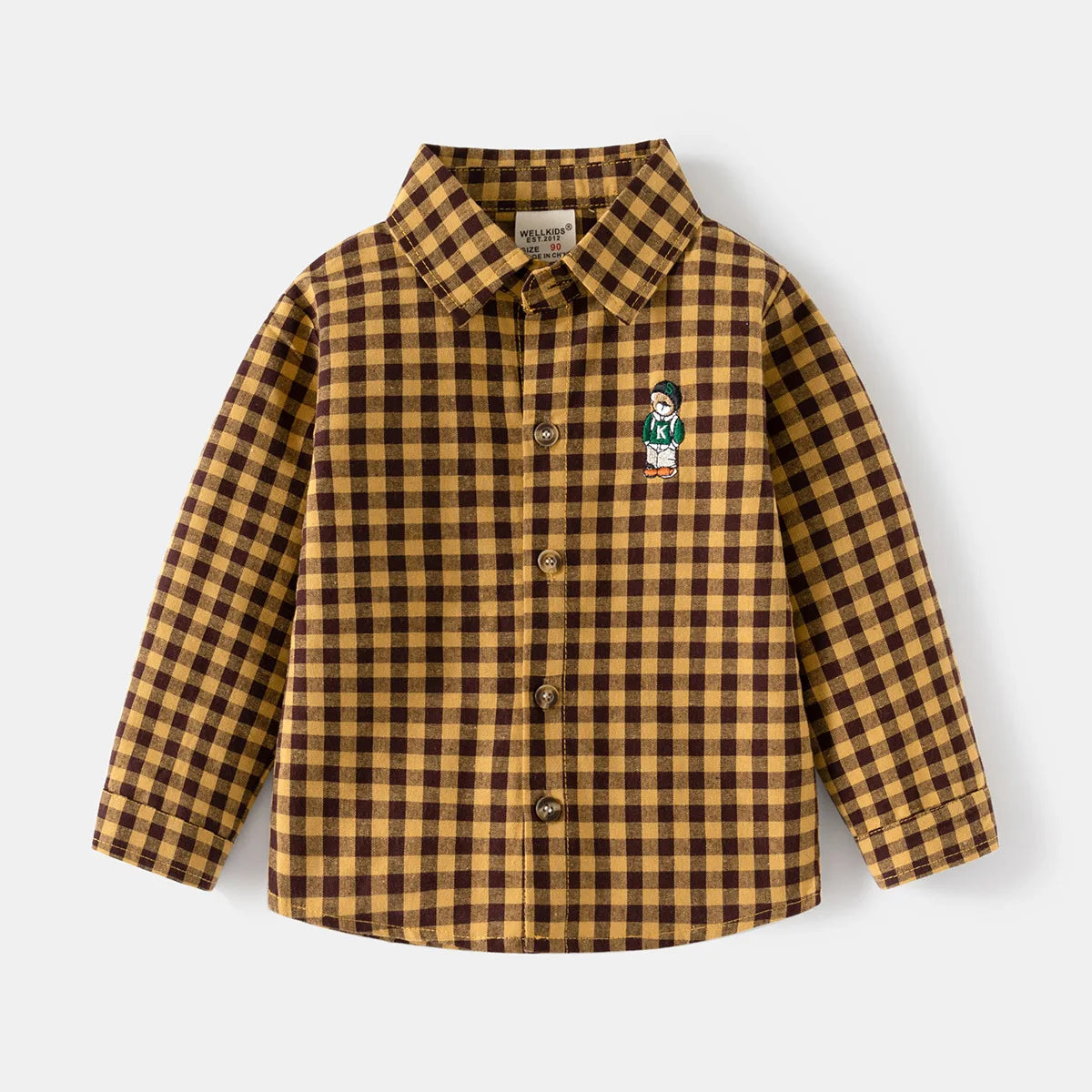 Ropa para niños nueva 2025, camisas para niños con cuello, ropa de algodón de manga larga para bebés, blusa informal a cuadros para niños de 2 a 7 años