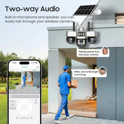 Cámara solar 4G con 3 PTZ, rotación automática, seguridad inteligente para exteriores, protección del hogar, detección humana PIR, seguimiento automático, cámaras de videovigilancia IP.