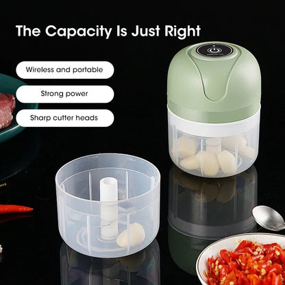 Mini picadora de ajo eléctrica de 250 ml, con carga USB, cortadora de jengibre y verduras, picadora de alimentos, herramientas de cocina.