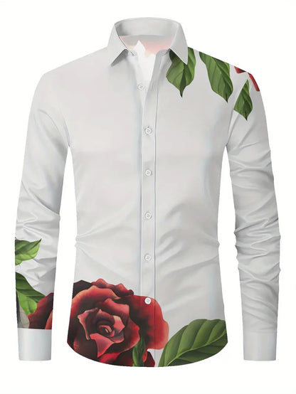 Camisa de hombre de moda, con lunares, solapa abotonada, estilo hawaiano veraniego, ideal para la ciudad o las vacaciones. Manga larga.