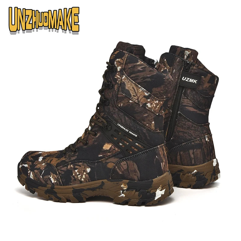 Botas tácticas de camuflaje para hombre, impermeables, para trabajo, seguridad, montañismo, botines, botas para exteriores.