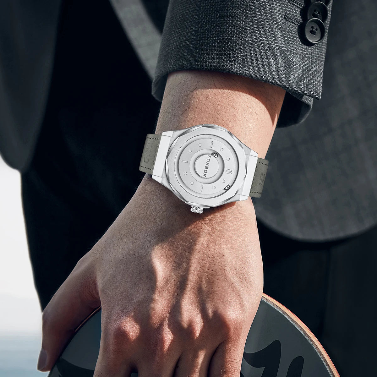 FOXBOX Reloj de negocios de lujo para hombre, resistente al agua hasta 30 m, diseño personalizado, correa de acero inoxidable, reloj de cuarzo para hombre, regalo de moda