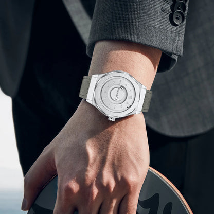 FOXBOX Reloj de negocios de lujo para hombre, resistente al agua hasta 30 m, diseño personalizado, correa de acero inoxidable, reloj de cuarzo para hombre, regalo de moda