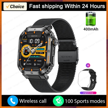 Reloj inteligente militar FOXBOX para hombre con GPS, resistente al agua, 2025, monitorización del sueño, deporte, fitness, IA, voz, llamadas Bluetooth.