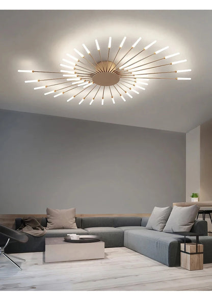Lámparas de techo LED modernas con diseño de fuegos artificiales para sala de estar, comedor y dormitorio. Lámparas de techo brillantes.