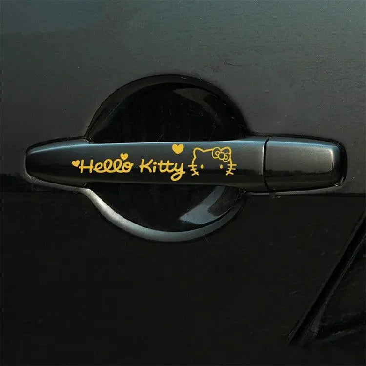4 pegatinas para manija de puerta de coche con dibujos de Hello Kitty, resistentes a arañazos, decorativas, accesorios para coche.