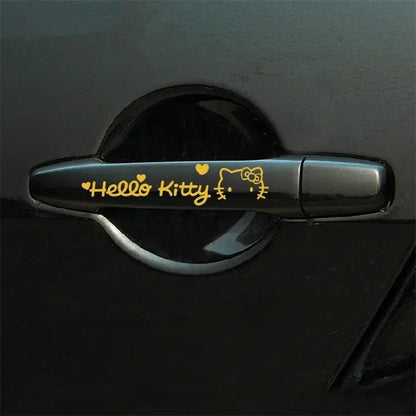 4 pegatinas para manija de puerta de coche con dibujos de Hello Kitty, resistentes a arañazos, decorativas, accesorios para coche.