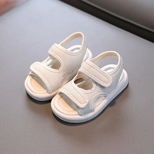 Sandalias transpirables para niños y niñas, zapatos de verano, zapatillas blancas y frescas