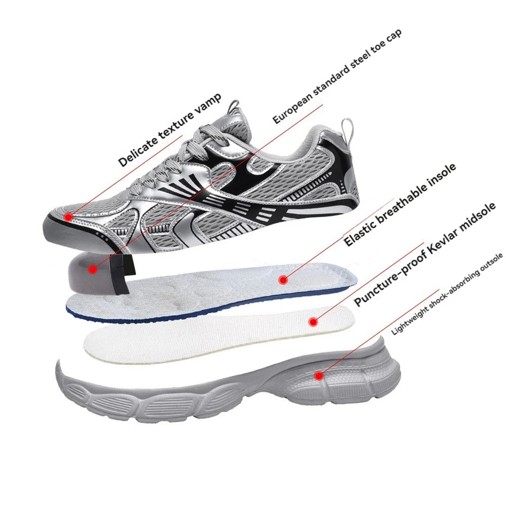 Zapatos de seguridad para hombre, ligeros y cómodos, calzado de trabajo para mujer, zapatillas con puntera de acero, transpirables, antideslizantes, botas de trabajo de verano para senderismo.