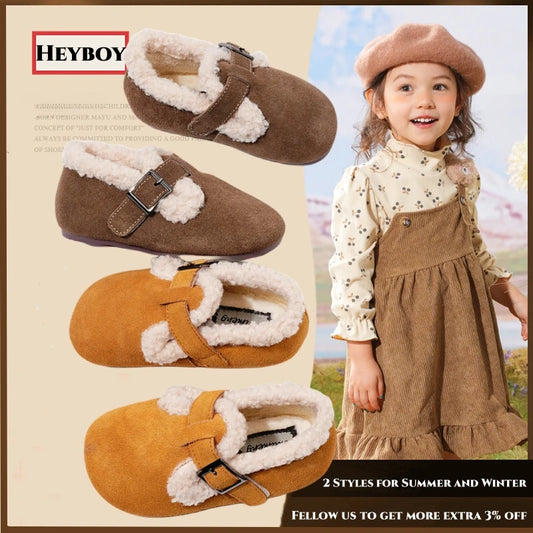 Zapatos planos de invierno para niñas, botas de nieve cálidas de algodón afelpado, suela suave y antideslizante para bebés que empiezan a caminar.