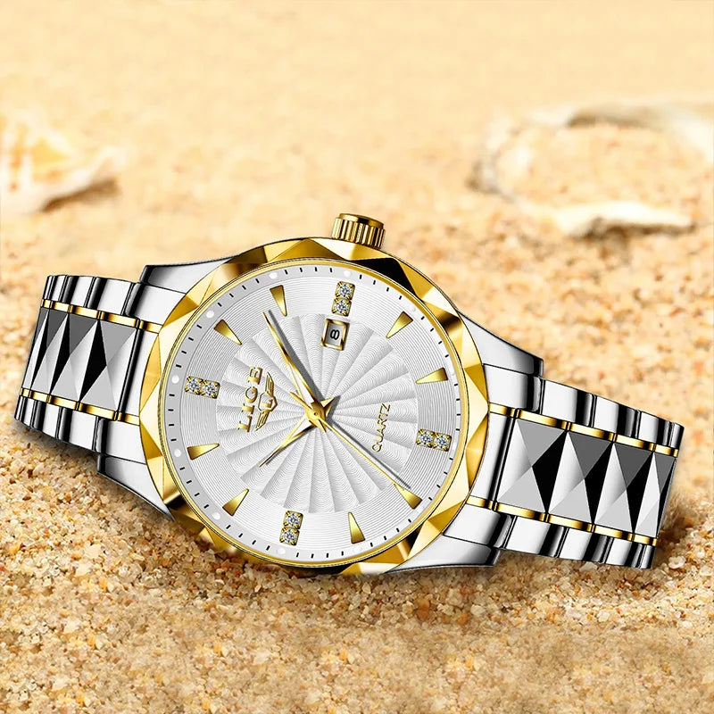 Reloj de lujo LIGE para mujer, moderno, deportivo, para exteriores, luminoso, de cuarzo, con movimiento importado, resistente al agua, de acero inoxidable.