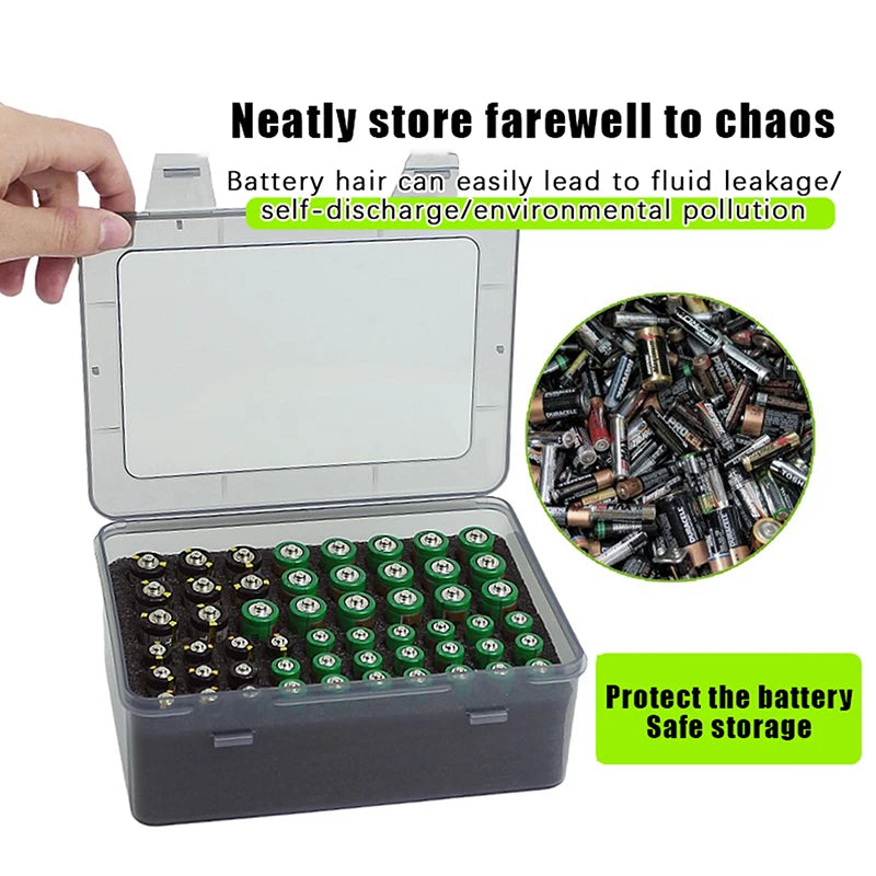 Organizador de pilas con capacidad para 54 pilas AA y AAA, caja para pilas, contenedor para garaje, dispensador organizador de cajones para el hogar.