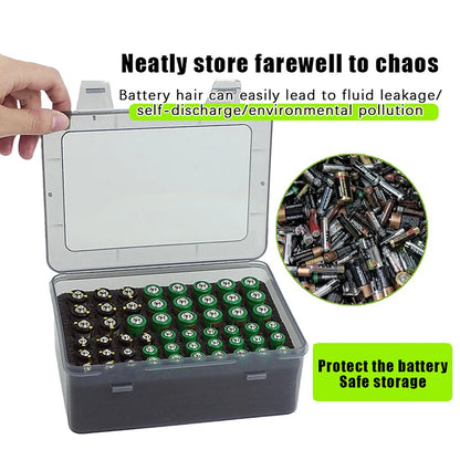 Organizador de pilas con capacidad para 54 pilas AA y AAA, caja para pilas, contenedor para garaje, dispensador organizador de cajones para el hogar.